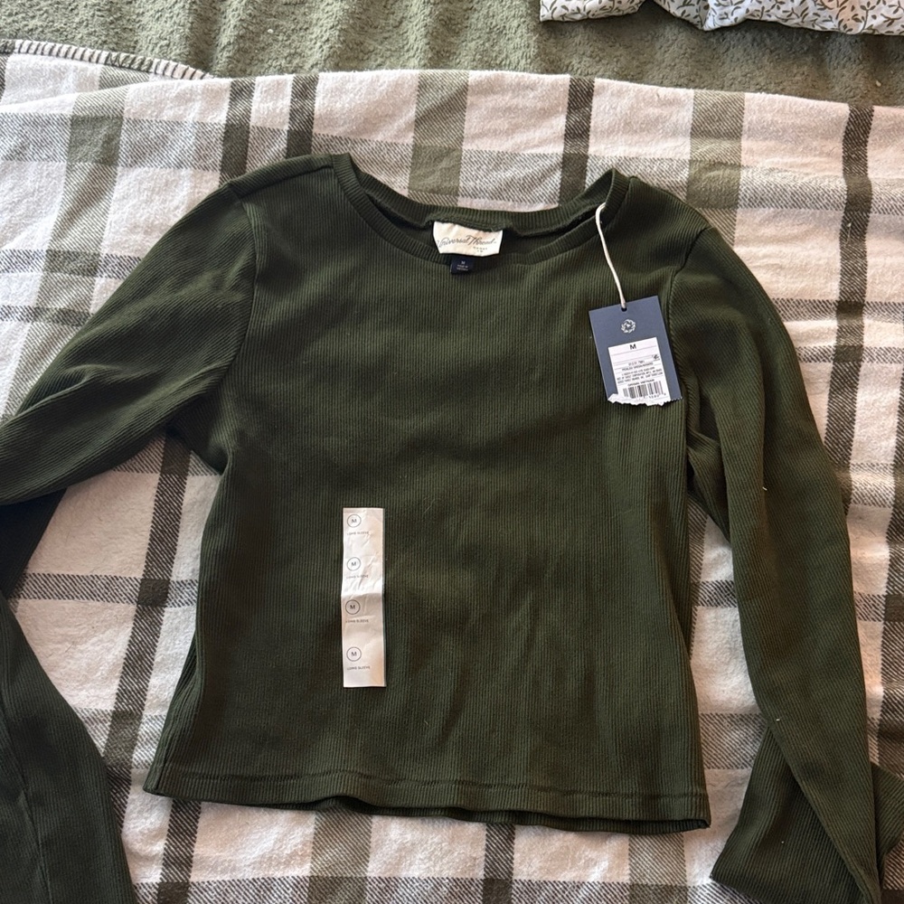 Universal Thread Olive Green Long Sleeve Ribbed Top